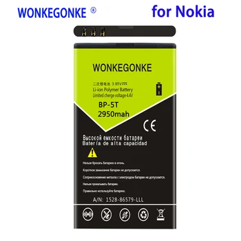 WONKEGONKE 2950mah BP-5T BP5T Visoke Kakovosti Baterija Za Nokia Lumia 820 820T Puščico 825 Puščico RM-878 820T 820.2 Baterije Bateria