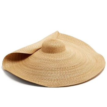 80 cm Moda Velika Nedelja Klobuk Plaži Anti-UV Zaščita pred Soncem Zložljive Slame sombrero Čipke Robna slamnik upogljivi plaži gorras