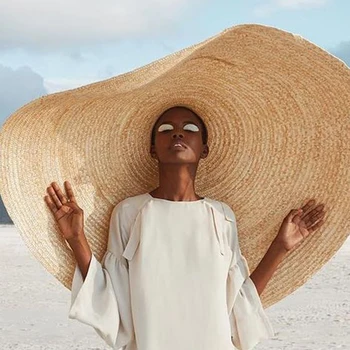 80 cm Moda Velika Nedelja Klobuk Plaži Anti-UV Zaščita pred Soncem Zložljive Slame sombrero Čipke Robna slamnik upogljivi plaži gorras