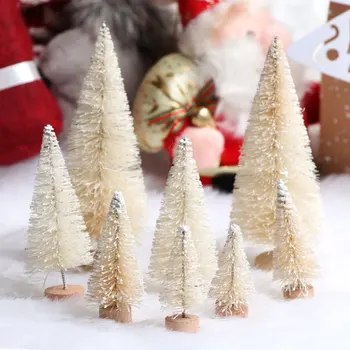 8PCS Umetno Mini Božična Drevesa Figur Sisal Sneg, Zmrzal Steklenico Krtačo Dreves Plastičnih Pozimi Sneg Okrasni Vrt Dekor