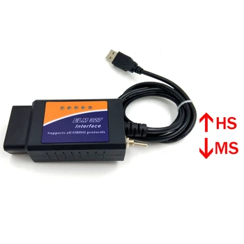 Koda Bralec ELM327 V1.5 USB z Stikalo FTDI FT232RL PIC18F2480 čip spremenjen FTDI čip OBD2 Forscan ELMconfig HS-LAHKO / MS-LAHKO