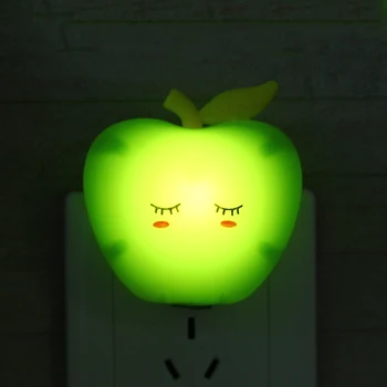 Svetlobni Senzor za Nadzor Night Light Mini 220V Lepo Zeleno Jabolko Spalnica lučka Za Otroka Darilo Romantične Nočne Luči
