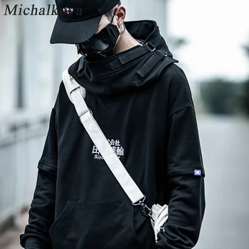 Michalkova 2020SS moški/ženske Padalec taktike, Harajuku Ribe usta High Street hoodie Vezenje Hip hop Priložnostne Bombaž Puloverju
