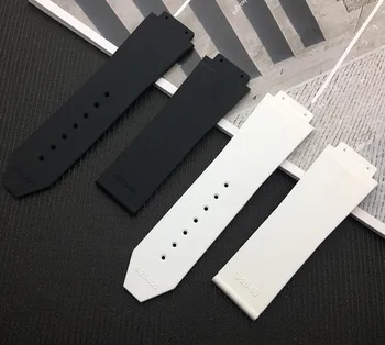 26x19mm črno belo Silikonsko Gumo Watchband Nepremočljiva Zapestnica jeklene Sponke Za Hublot trak za Big Bang watch band orodja