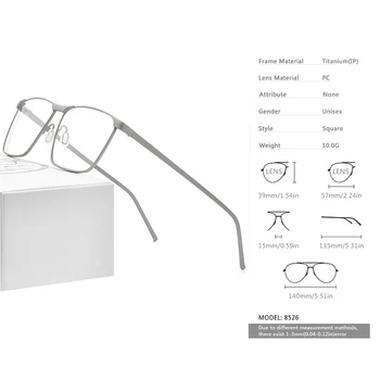 FONEX Čistega Titana Očala Okvirji 2020 Nov Recept Oversize Velik Kvadrat Očala Moških Kratkovidnost Optični Okvir Očal 8526