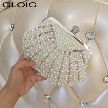 GLOIG shell design ženske večer torbe majhne diamante kovinski luksuzni novo sklopko za svate večerja torbice verige
