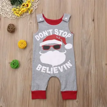 Vrh Baby Otroci Fant Dekle Dojenčka Santa Claus brez Rokavov Romper Jumpsuit Božič Obleko Obleko Velikost 0-24M