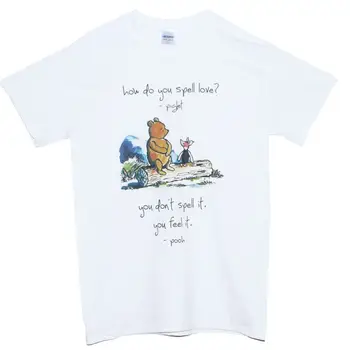Winnie The Pooh, Kako Črkovati Ljubezni T Shirt Ponudbo Piglet Srčkan Graphic Tee Unisex