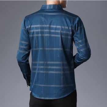 MIACAWOR Nova Moda Obleko Shirt Mens Priložnostne Moških Kariran Srajce Pomlad Majice z Dolgimi Rokavi Moški Slim Fit Camisa Masculina C578