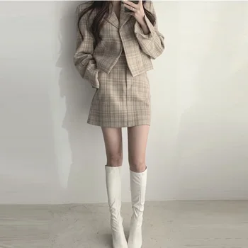 Poklic OL Urad Ženske Obleke korejski Elegantna Moda Temperament Kratek Suknjič, Krilo Obleko, dvodelno, Oblačila Za Jesen 2020