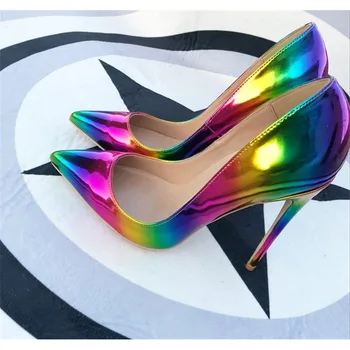 Blagovna znamka modnih tiskanje konicami prstov visoko peto lepe in elegantne čevlje 12 cm visoke pete ženske stranka čevlji QP006 ROVICIYA