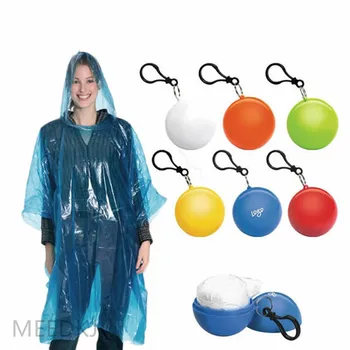 1 Kos Prenosni dežni plašč za enkratno uporabo poncho unisex dežni plašč žogo cape key ring žogo