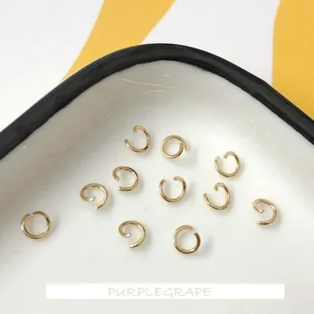 Pobakrena resnično zlata je split obroč DIY nakit osnovni material, split obroč C obroč povezave obroč 100 kozarcev