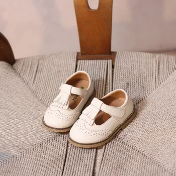 Moda Tassel Otroški Usnjeni Čevlji Dekleta 2020 Novo Engand Slog Ravno z Otroki Stranka Čevlji Baby Girl Oblačenja Čevlji Šoli D04292