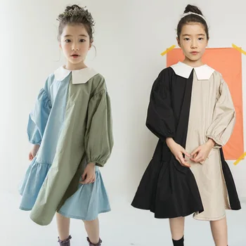 Pomlad 2021 Dekleta Bombaž Obleko Dveh Barvah Mozaik Otroci Obleke za Dekleta Baby Princesa Obleko Osebnost Malčka, Oblačila,#3796