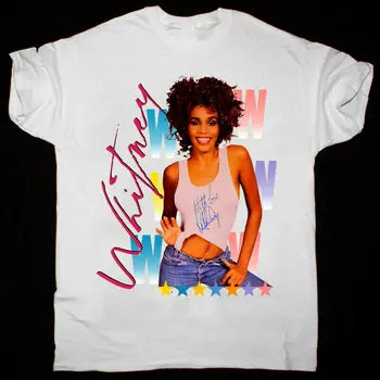 Whitney Houston 100 Bombaž Bela Unisex Majica Vseh Velikosti Reprintm1102