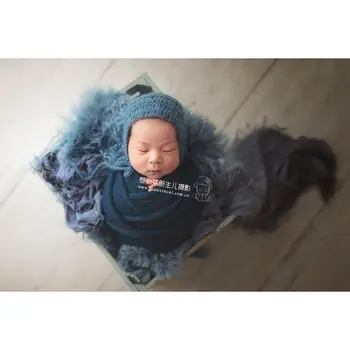 Plesti moher bonnet Newborn baby ruffer klobuk Kvačkanje fant čipke bonnet Novorojenčka fotografija rekviziti