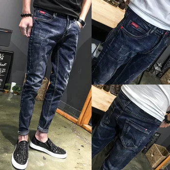 Moške Jeans 2020 Vitek Noge raztrgala Luknjo Divje svinčnik Hlače spomladi Jeseni korejski Trendy najstniki skinny jeans moške Hlače moški