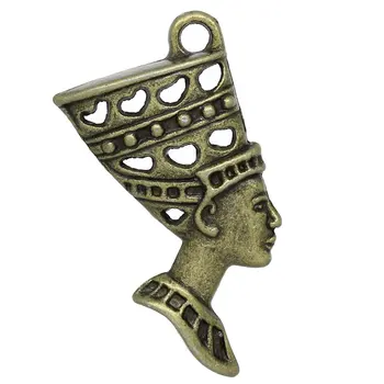 20 Kos Doreen Polje Egipta Egipt Kraljica Nefertiti Čar Obeski Zlitine Antično Bronasto 3.9x1.9 cm Za DIY Nakit, Izdelava Ugotovitve