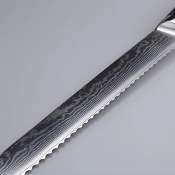 FINDKING Mikata ročaj 8 inch damask jekla rezilo damask žagasto kruh nož 67 plasti damask jekla kuhinjski nož