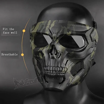 Taktično Paintball Lobanje Maske Vojaške Poln Obraz Varnost Airsoft Paintball Maske Na Prostem Dihanje Lov Streljanje Lobanje Masko