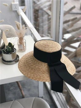Axi4-črni trak fashihat sodobne fancywork slog Vroče prodajo, ročno izdelan papir ženske klobuk, ki je prosti čas na plaži lady skp