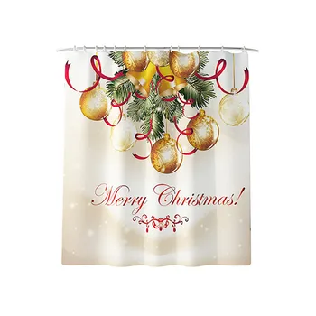 Ouneed Tuš Zavesa 4pcs nastavite Božič zlato žogo natisnjeni kopel mat & tuš zavesa Ne Zdrsne Nordijska Nepremočljiva Spusti Ladje 2020