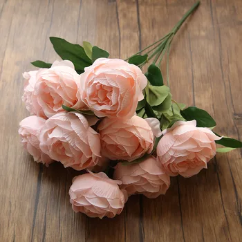Svila Peony Umetno Cvetje Rose Poročna Domov DIY Dekor Visoke Kakovosti Velik Šopek Belih Ponaredek Cvet