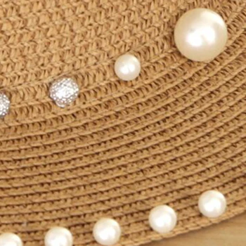MAERSHEI 2019 Novo Poletje Britanski pearl beading ravno brimmed slamnik Senčenje nedelja klobuk Lady plaži klobuk