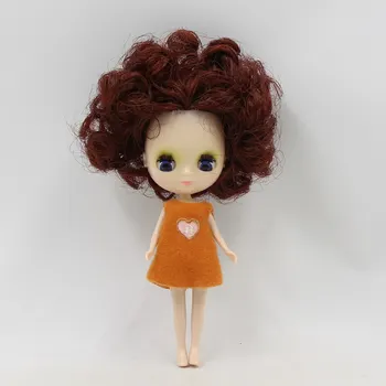 Mini Blyth golih lutka 10 CM črne kodraste lase naključno obleko normalne telesne DIY z ličila moda igrače