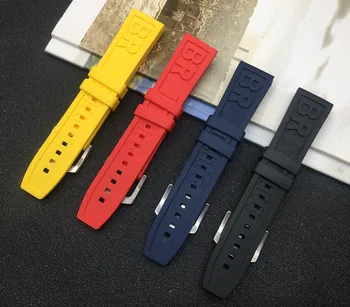 Blagovne znamke 22 mm 24 mm Gume, silikona Watch pasu, Črna, Modro Rumena, Rdeča Watchband Za Breitling Navitimer Maščevalec trak logotip na orodja
