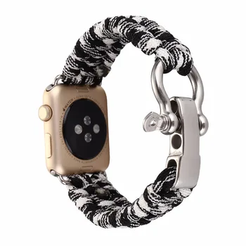 Moda na Prostem Šport Zapestje Traku Za Apple Watch Band 42mm 38 mm Reševalna Vrv Kovinski Vijak Zaponko Manšeta Za Gledanje 1. 2. 3.