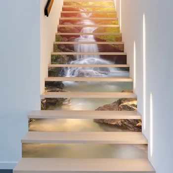 6pcs/13pcs 3D Barvne Slap Stopnice Vstajajo Nalepke Odstranljive Prodniki Stopnišče Nalepke Nepremočljiva Doma Dekor Stopnišče Decals