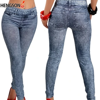 Ženske Nove Modne Push Up Dokolenke Slim Ženske Dokolenke Denim Black Blue Jeans Dokolenice Snežinka Imitacija Jeansa, Svinčnik Dokolenke