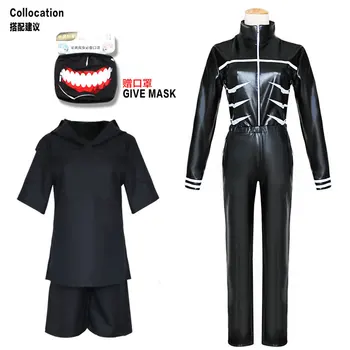 Tokio Ghoul Cosplay Japonski Anime Ken Kaneki Cosplay Kostum Hoodie Jopiči Black Boj Enotno Halloween Kostum Set
