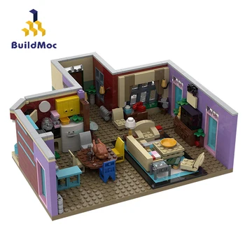 Buildmoc Mesto Stavbe Klasični TV Prijatelji Hišo Monica je Stanovanje Kuhinja Model gradniki DIY Igrače Za Dekleta Darilo 894PCS