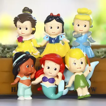 Disney Animacija Filmov, 6 kos / veliko Princesa Igrače sneguljčica Bell morska deklica PVC Akcijska Figura, Igrača