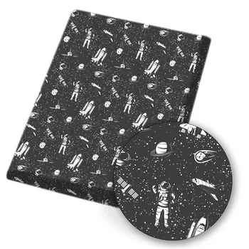 Poliester Bombaž Tkanina Astronavt, ki je Natisnjena Krpo Stanja DIY Obleko Zaloge Domačega Tekstilnega Obliži Ročno Vrečko Materiala 45*150 cm 1pc