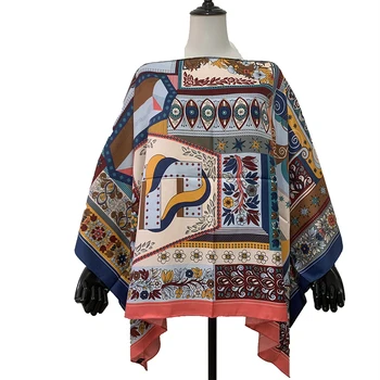 Tajska Priljubljena Multicolor Svoboden Batwing Svile Tam Kaftan Bluzo Za Ženske Dashiki Afriške Natisnjeni Ženske Oblačila Vrh