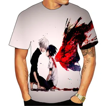 Moda majice Tokyo Ghoul majica s kratkimi rokavi Moški Krvi Tshirts Priložnostne Ken Kaneki Shirt Tiskanje Japonske Anime Obleko Cosplay Tshirt Natisnjen