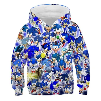 Sonic Hedgehog Jeseni in pozimi Hooded Vrh fant poliester risanka Otroci Hoodies Dolg Rokav Jopice Športna oblačila