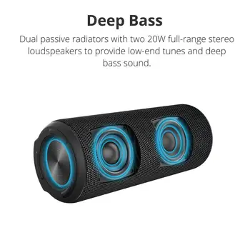 Tronsmart T6 Plus Bluetooth Zvočnik IPX6 Nepremočljiva Prenosni Zvočnik Globok Bas Soundbar z Močjo Banka Funkcija SoundPulse