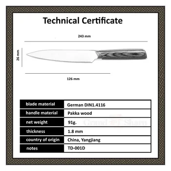 5 Palčni Kuhinjski Nož Pripomoček Nož nemški DIN1.4116 iz Nerjavnega Jekla Kuhinjski Noži Kuhanje Orodja, s šatulji Grandsharp