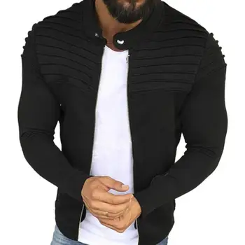 Jakna priložnostne moška jakna barva dolgo sleeved plašč suknjič zadrgo hoodie jakno za moške self-gojenje naguban puloverju