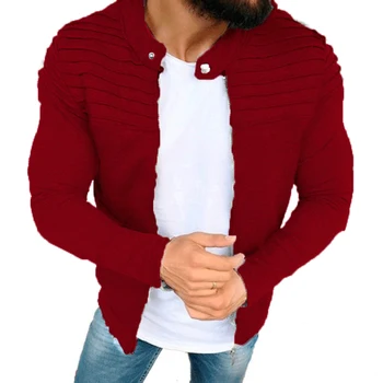 Jakna priložnostne moška jakna barva dolgo sleeved plašč suknjič zadrgo hoodie jakno za moške self-gojenje naguban puloverju