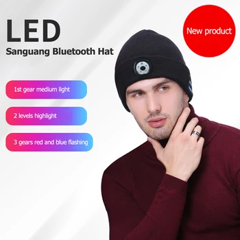 Pozimi Klobuk Bluetooth Glasbe LED Luči Klobuk Športnih Teče Brezžične Slušalke Skp Tople Pletene Klobuk za Polnjenje Slušalke Smart Skp
