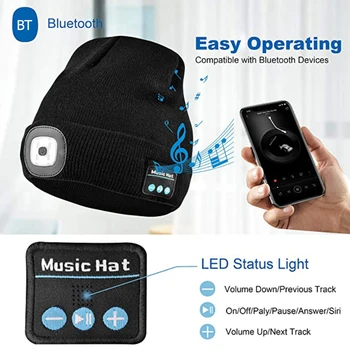 Pozimi Klobuk Bluetooth Glasbe LED Luči Klobuk Športnih Teče Brezžične Slušalke Skp Tople Pletene Klobuk za Polnjenje Slušalke Smart Skp