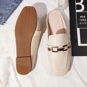 Ženski natikači prostem Žensk copate Ravno Muller natikači ženski Modni sandali 2020 nov modni usnjeni čevlji