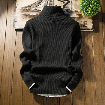 Moški vzročno pulover jeseni, pozimi turtleneck volno jopica jopica Barva priložnostne Slim fit pozimi pleteni pulover moški pulover