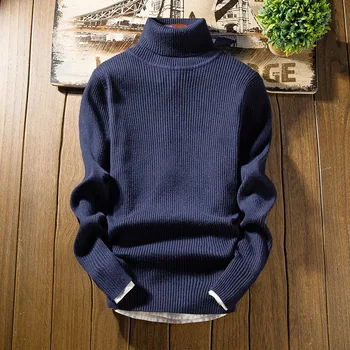 Moški vzročno pulover jeseni, pozimi turtleneck volno jopica jopica Barva priložnostne Slim fit pozimi pleteni pulover moški pulover